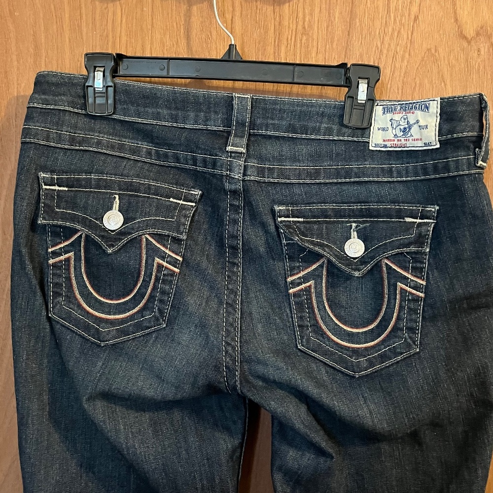 True Religion Ricky Straight Jeans World Tour Dark Wash Size 33
